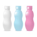 Realistic Template Blank Color Yoghurt Bottle Pack. Vector