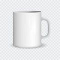 Realistic White Ceramic Cup on a Transparent Background. Vector