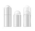 Realistic Template Blank White Deodorant Roller Cosmetic Bottle Isolated. Vector
