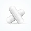 Realistic Template Blank White Pills Capsules Isolated. Vector