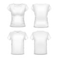 Realistic Template Blank White Woman and Man T-shirt. Vector Royalty Free Stock Photo