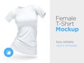 Realistic Template Blank White Woman T-shirt Cotton Clothing. Empty Mock Up Royalty Free Stock Photo