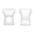 Realistic Template Blank White Woman T-shirt. Vector Royalty Free Stock Photo
