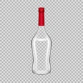 Realistic template empty beautiful glass martini bottle with cap.