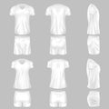 Realistic template of male female pajama combination with shirt and shorts set Royalty Free Stock Photo