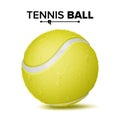 Realistic Tennis Ball Vector. Classic Round Yellow Ball. Sport Game Symbol. Illustration Royalty Free Stock Photo