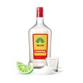 Vector Realistic tequila bottle shot lime salt