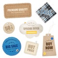 Realistic Textile Texture Labels Set