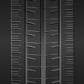 Realistic texture of silhouette car tread on gray background - Vector Royalty Free Stock Photo