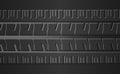 Realistic texture of silhouette car tread on gray background - Vector Royalty Free Stock Photo