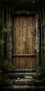 Realistic Textured Door Among Bamboo Plants - Uhd Image