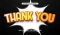 Realistic thank you text effect. Editable 3D cartoon text effect with pow comic effect on a black background Royalty Free Stock Photo