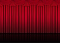 Realistic theater stage indoor with a red curtain for comedy show or opera act movie. Vector