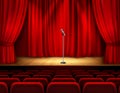 Realistic Theater Stage With Microphone