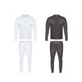 Realistic thermal wear. Black and white clothing for winter, warm shirt and pants. Male underwear