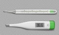 Realistic thermometers electronic and glass device