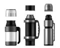 Realistic Thermos Cup Icon Set