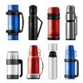 Realistic Thermos Icon Set