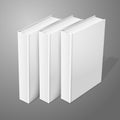 Realistic three standing white blank hardcover