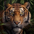 Realistic Tiger in the Jungle Portrait: Majestic Wildlife Art.