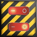 Realistic Toggle Switch Vector. Danger Background. Red Switches With On, Off Position. Control Illustration. Royalty Free Stock Photo