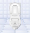 Realistic toilet mockup closeup, white toilet in 3d illustration on white background. Vector illustration Royalty Free Stock Photo