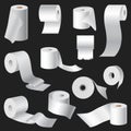 Realistic toilet paper and kitchen towel roll template mockup set isolated vector illustration blank white 3d packaging