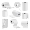 Realistic toilet paper in rolls, white set Royalty Free Stock Photo