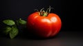 Realistic Tomato Photo On Dark Minimalist Background Commercial Photography Royalty Free Stock Photo