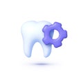 Realistic tooth whith gear 3d for concept design. Vector graphic illustration