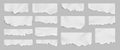 Realistic torn and ripped white paper sheet with folds. Notebook page with scrap edge. Rip blank document pieces and