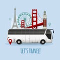 Realistic Touristic Bus Illustration Royalty Free Stock Photo