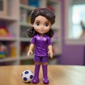 Realistic Toy Ashley Doll In Purple Soccer Jersey