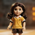 Realistic Toy Mary Doll In Yellow Uniform - Zack Snyder Style