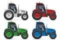 Realistic tractors icons side view vector illustration