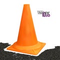 Realistic traffic cone orange color isolated on white background. Safety vertical object 3d. Vector illustration Royalty Free Stock Photo