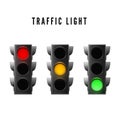 Realistic traffic light. Red yellow and green traffic signal. Isolated vector illustration Royalty Free Stock Photo
