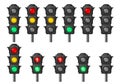 Realistic traffic lights with three road signals