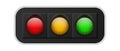 Realistic traffic lights. Urban street regulation system signals with three colors red, yellow and green, road and Royalty Free Stock Photo