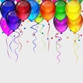 Realistic transparency colorful festive balloons background Royalty Free Stock Photo