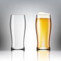 Realistic Transparent Beer Glasses. Empty And Full One Royalty Free Stock Photo