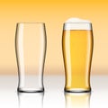 Realistic Transparent Beer Glasses. Empty And Full One Royalty Free Stock Photo