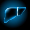 Realistic transparent blue Liver on dark background