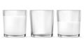 Realistic transparent glasses for milk, full and empty glass Royalty Free Stock Photo