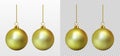 Realistic transparent gold Christmas ball. New year toy