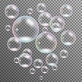 Realistic transparent multicolored soap bubbles vector Royalty Free Stock Photo