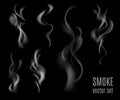 Realistic transparent smoke set isolated on black