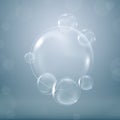 Realistic transparent soap bubbles on dark abstract background Royalty Free Stock Photo