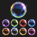 Realistic transparent soap bubbles Royalty Free Stock Photo