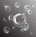 Realistic Transparent Soap Bubbles with Reflection on Checkered Background Royalty Free Stock Photo